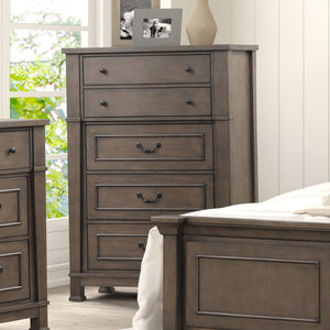 English Elm Transitional Five Drawer Chest Dark Walnut Finish Dovetail Joinery Bedroom Storage B2741P373194