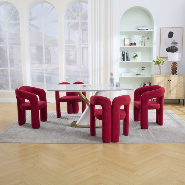 English Elm Contemporary Velvet Upholstered Barrel Accent Chair Set of 2 with Foam Seat, Steel Frame, Plush Upholstery Red W395P224755