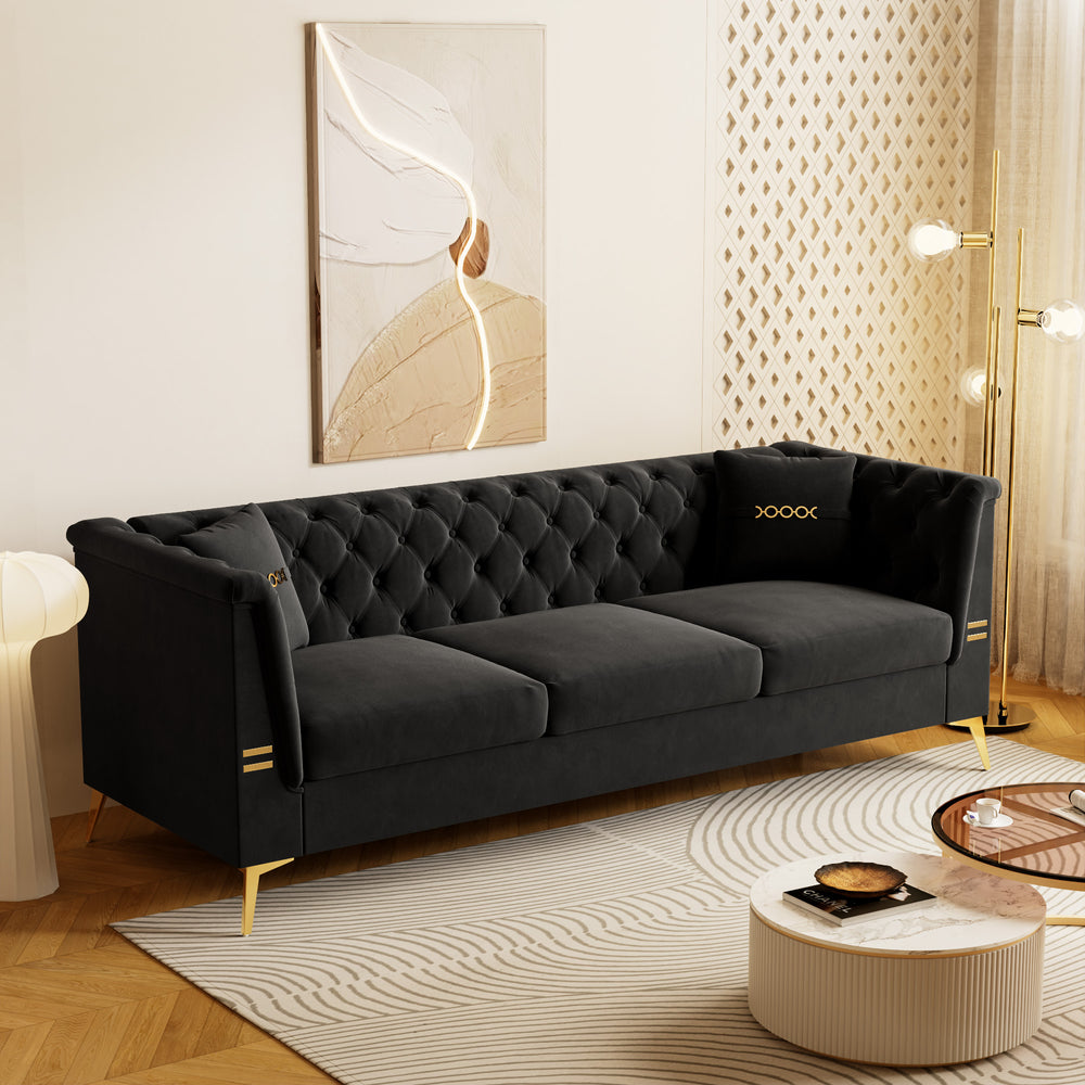 English Elm Fx-P83-Bk4 Modern Compact Sofa With Plush Faux Sherpa & Gold Accents – Perfect For Stylish Spaces! W576S00224