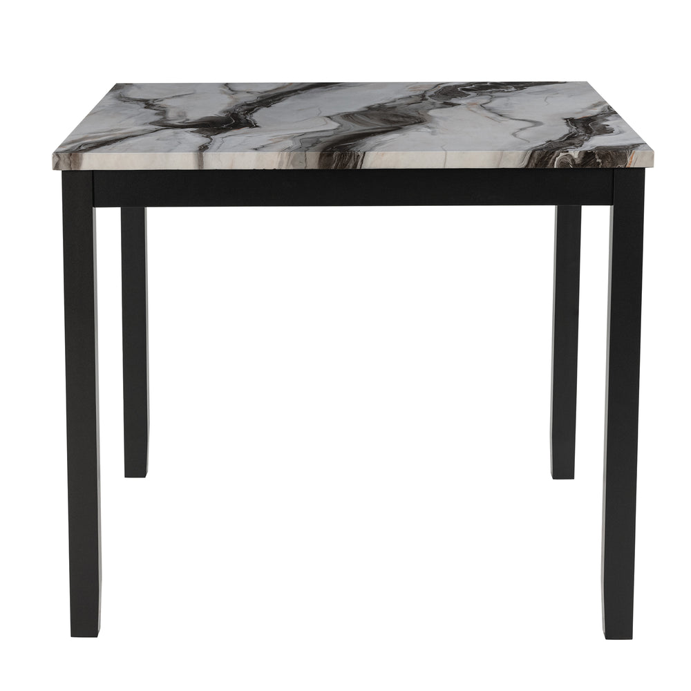 English Elm LEONCIA Espresso & White Bar Table with 4 Velvet-Like Bar Stools, Solid Wood/MDF, 26" Seat Height B201P290787