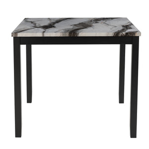 English Elm LEONCIA Espresso & White Bar Table with 4 Velvet-Like Bar Stools, Solid Wood/MDF, 26" Seat Height B201P290787