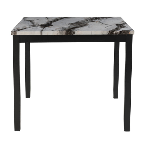 English Elm LEONCIA Espresso & White Bar Table with 4 Velvet-Like Bar Stools, Solid Wood/MDF, 26" Seat Height B201P290787