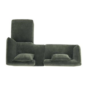 English Elm 122" L-shaped Sectional with Deep Chaise High Density Foam Low Profile Living Room Sofa Green N767P371309G