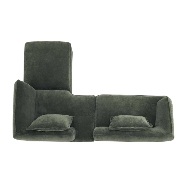 English Elm 122" L-shaped Sectional with Deep Chaise High Density Foam Low Profile Living Room Sofa Green N767P371309G