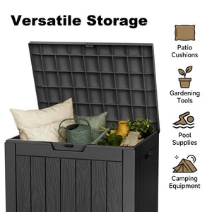 English Elm 30 Gallon Resin Deck Box Weatherproof Lockable Outdoor Patio Storage Container W2181P484991