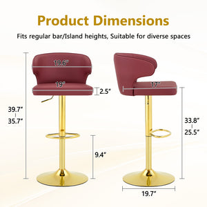 English Elm Modern Pu Leather Swivel Barstools with Adjustable Height and Chrome Base Set of 4 W2920S00134