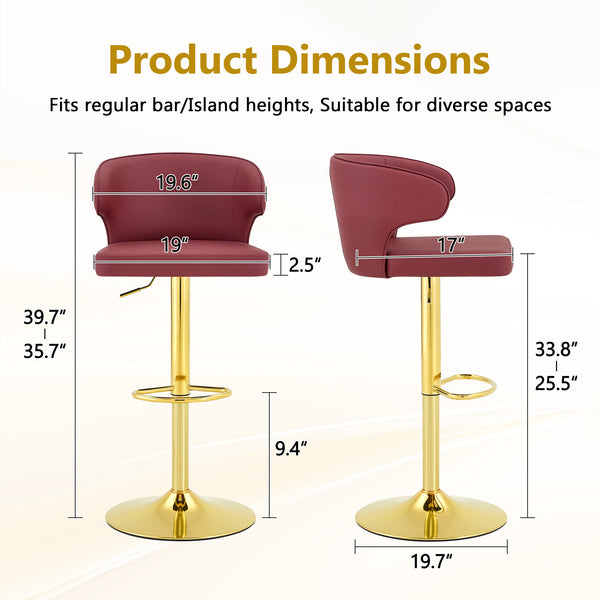 English Elm Modern Pu Leather Swivel Barstools with Adjustable Height and Chrome Base Set of 4 W2920S00134