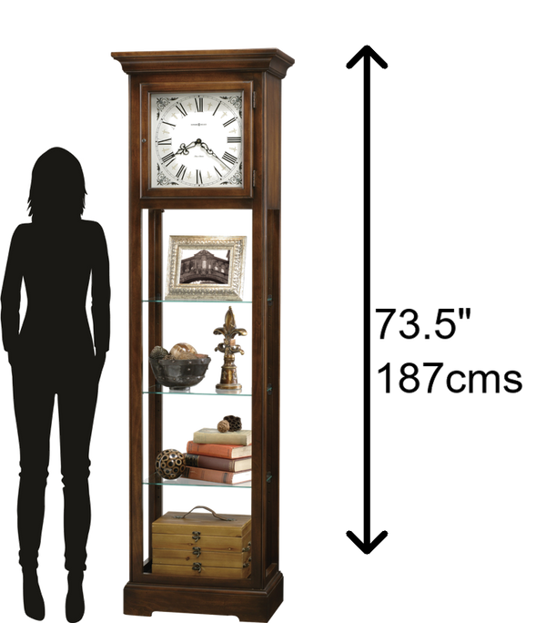 Hekman Furniture 611148 Le Rose Grandfather Clock & Display Cabinet - Timeless Design With Illuminated Dial And Chimes Hampton Cherry Le Rose Grandfather Clock 611148