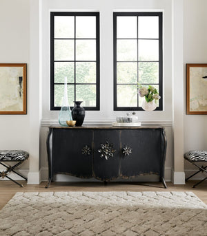 Hooker Furniture Sanctuary Porte Noir Three-Door Buffet With Cabriole Legs, Soft-Close Doors & Ventilated Back Panel 5845-75900-99