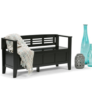 English Elm Adams Entryway Storage Bench In Black - Stylish Solid Wood Seating With Hidden Storage & Safety Hinges B136P158099