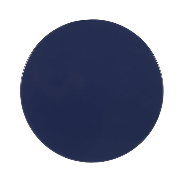 English Elm Outdoor Powder-coated Iron Nesting Accent Tables Set of 2 Laser-cut Circle Design Navy Blue 73606.00NBLU