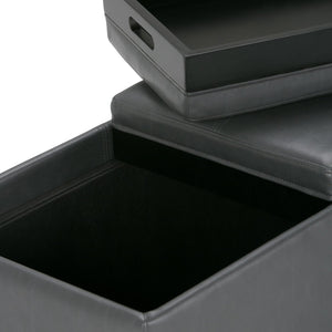 English Elm Avalon Storage Ottoman In Stone Grey - Stylish Multi-Functional Bench With Hidden Storage & Trays B136P158113