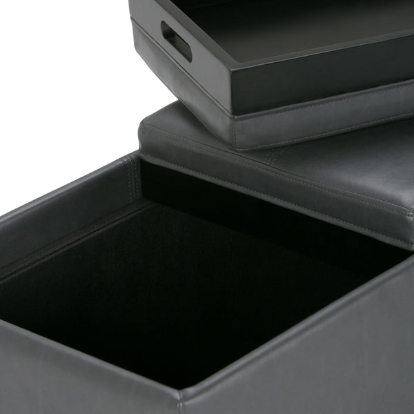 English Elm Avalon Storage Ottoman In Stone Grey - Stylish Multi-Functional Bench With Hidden Storage & Trays B136P158113