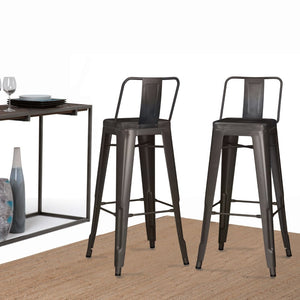 English Elm Rayne 30" Metal Bar Stool Set Of 2 - Modern Industrial Gun Metal Grey With Ergonomic Support B136P159497-GIGA