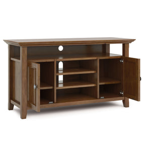 English Elm Amherst 54" Solid Wood Tv Media Stand In Medium Saddle Brown With Storage, Style & Durability B136P158377