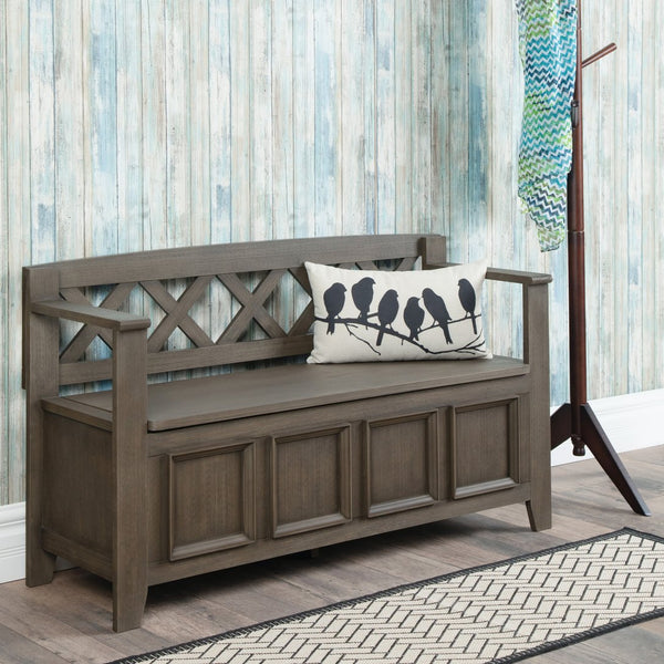 English Elm Amherst Solid Wood Entryway Storage Bench - Rustic Farmhouse Grey With Hidden Storage & Seating B136P158268