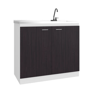 English Elm Utility Sink Base Cabinet with Two Doors Shelved Storage White Oak Laundry Room B097S00262