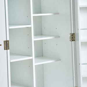 English Elm Kitchen Pantry Storage Cabinet White - Freestanding MDF Pantry with 5 Adjustable Shelves & Door Organizers, Compact 23.6"W x 15.75"D x 46.8"H W3417P315037
