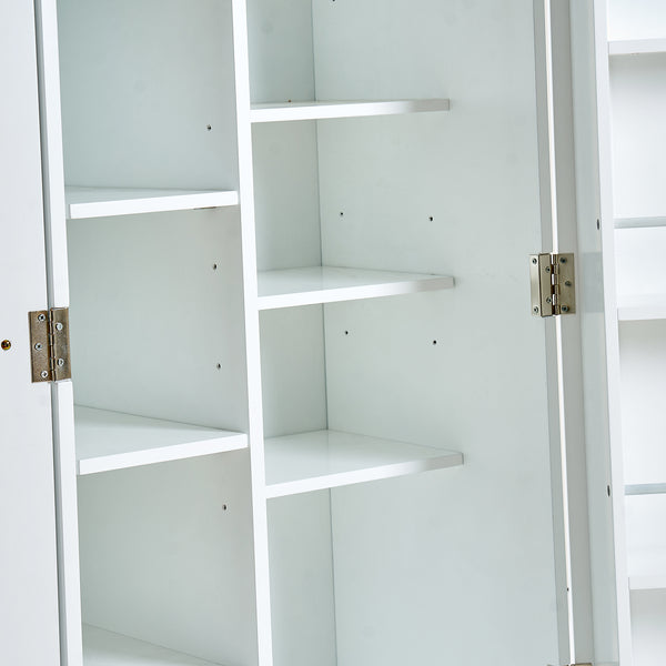 English Elm Kitchen Pantry Storage Cabinet White - Freestanding MDF Pantry with 5 Adjustable Shelves & Door Organizers, Compact 23.6"W x 15.75"D x 46.8"H W3417P315037