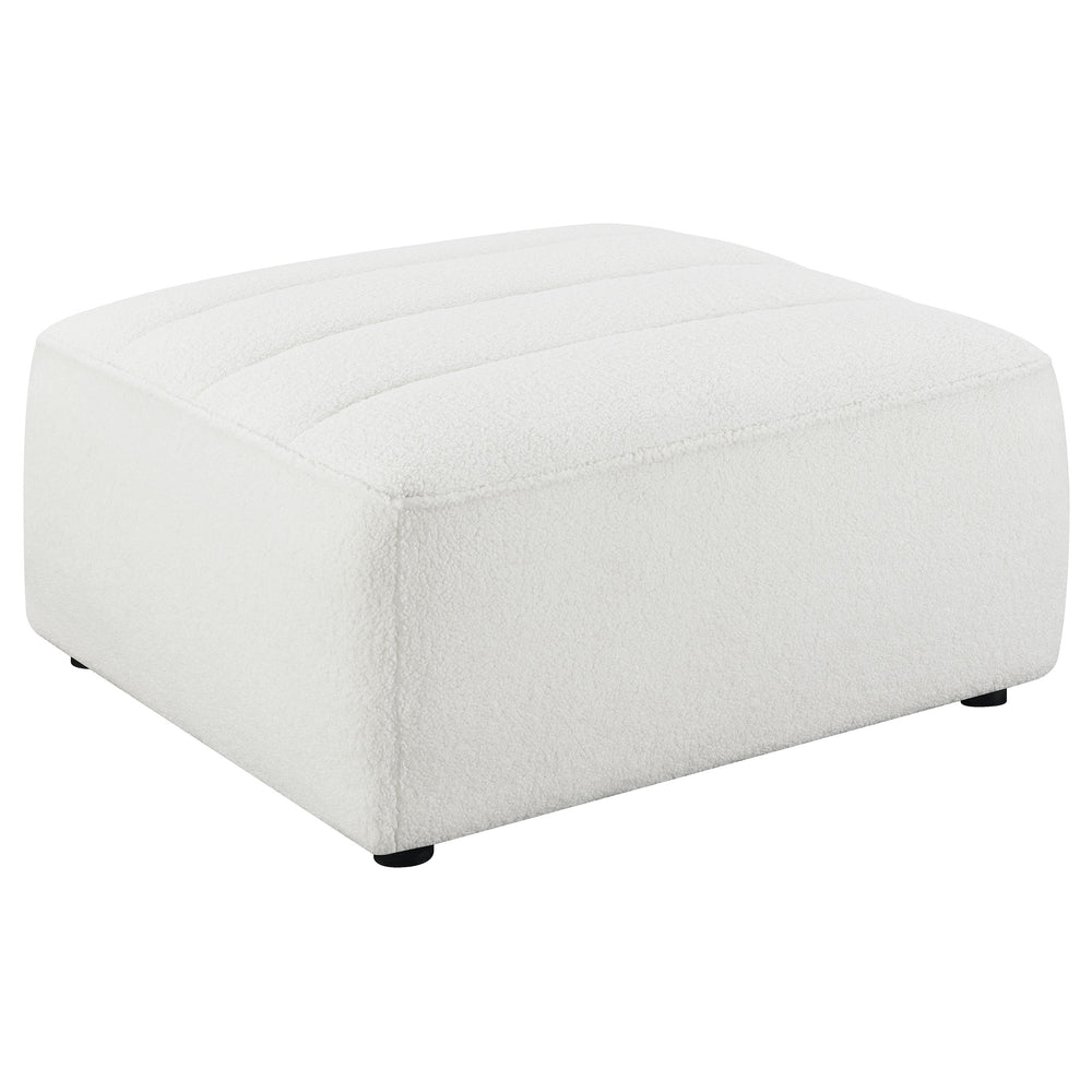 English Elm Sunny Plush Square Ottoman in Ivory Faux Sheepskin Upholstery — Modern Cozy Accent Seat, 35"W B062P344945