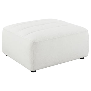 English Elm Sunny Plush Square Ottoman in Ivory Faux Sheepskin Upholstery — Modern Cozy Accent Seat, 35"W B062P344945