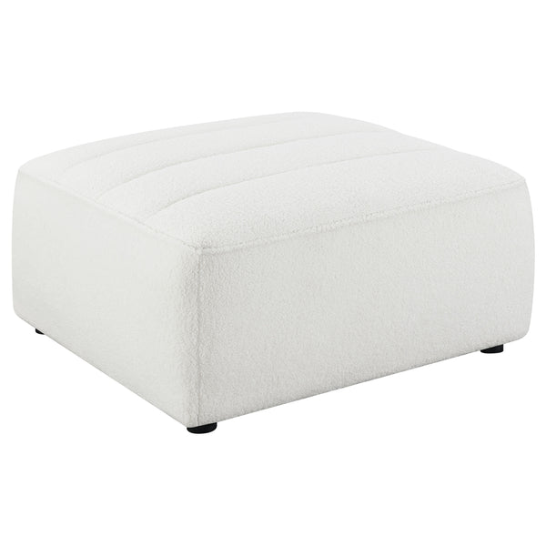 English Elm Sunny Plush Square Ottoman in Ivory Faux Sheepskin Upholstery — Modern Cozy Accent Seat, 35"W B062P344945