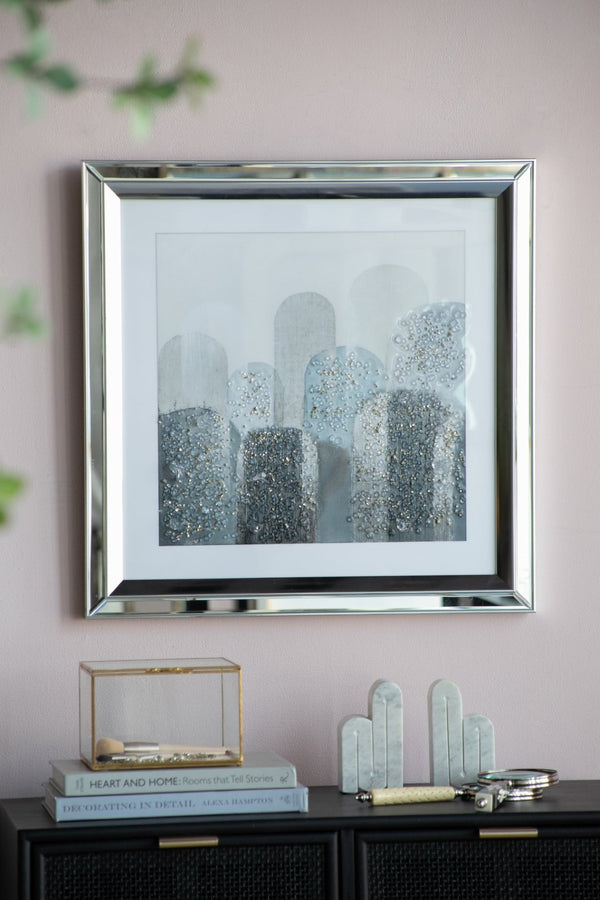 English Elm S/2 Kaiden Crystal Mirror Framed Wall Art - Striking Night & Day Design On Golden Background W2078P318309-GIGA