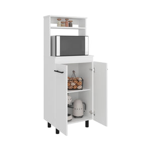 English Elm Alani Slim White Kitchen Sideboard with Microwave Shelf and Two Door Storage Cabinet B200P474233