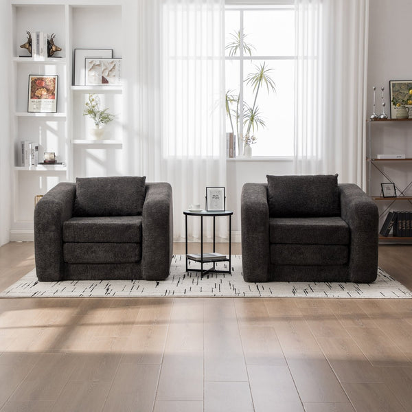 English Elm 40" Chenille Cloud Floor Chair Convertible Sleeper Sofa Lounge for Dorm Apartment Bedroom Gray W3118P388898