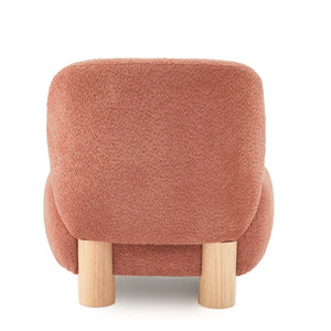 English Elm Boucle Rounded Accent Chair with Rubberwood Legs for Modern Minimalist Living Rooms Coral,Natural Wood N776P423410R