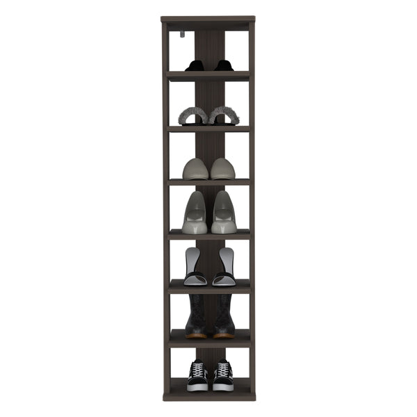 English Elm Hatch 7-Tier Slim Shoe Rack Organizer in Black Brown — Durable Engineered Wood, Space-Saving Design B092P315559