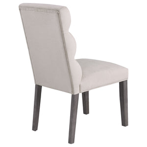 English Elm Highmore Stone Velvet Upholstered Dining Side Chair with Tufted Foam Back and Cool Gray Legs - Set of 2 Beige B062P299895