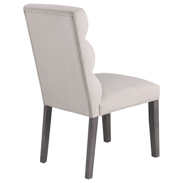 English Elm Highmore Stone Velvet Upholstered Dining Side Chair with Tufted Foam Back and Cool Gray Legs - Set of 2 Beige B062P299895