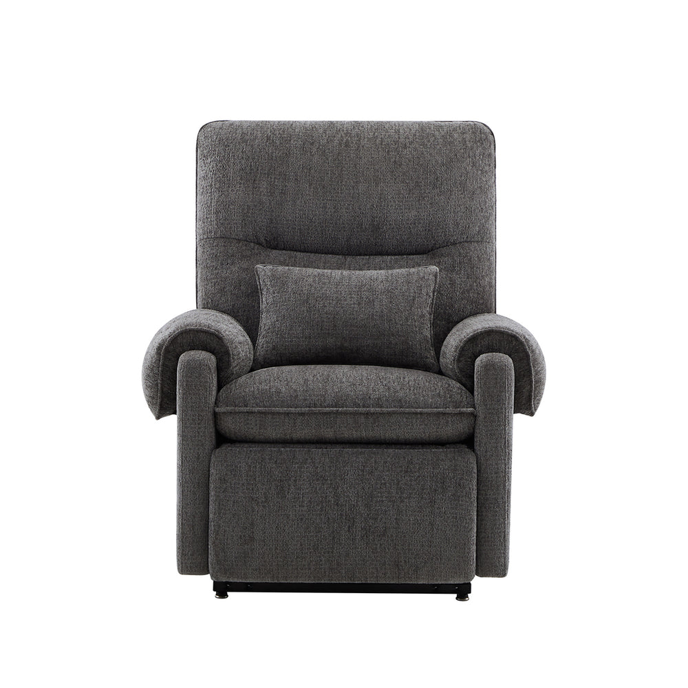 English Elm Jennifer Taylor Home - Glenn Power Lift Assist Recliner - Steel Gray Chenille, Lumbar Pillow, Side Pocket, Quiet Motor B2719P328584
