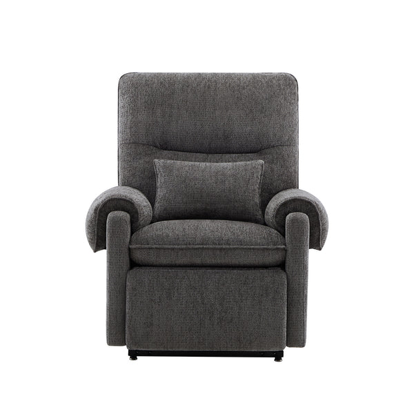English Elm Jennifer Taylor Home - Glenn Power Lift Assist Recliner - Steel Gray Chenille, Lumbar Pillow, Side Pocket, Quiet Motor B2719P328584