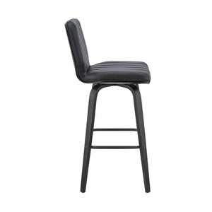English Elm Quorin 26" Swivel Counter Height Gray Faux Leather Bar Stool with Black Wood, 360° Smooth Glide B2736P268595