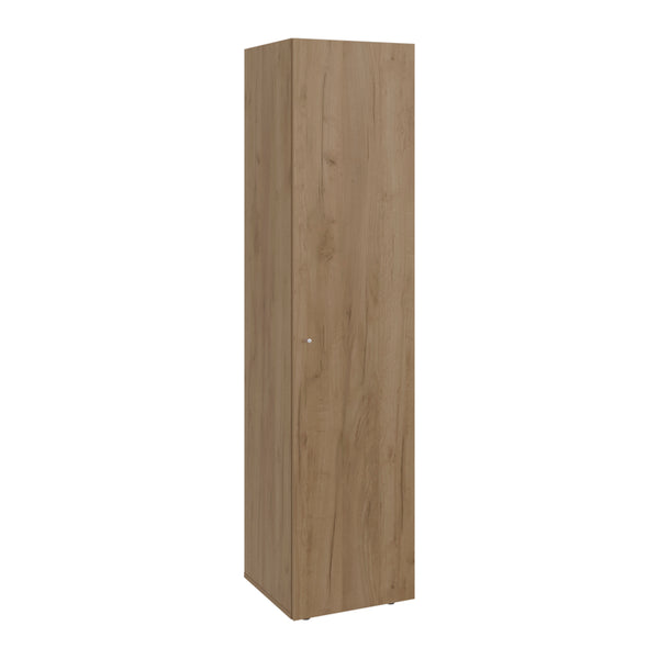 English Elm Violet Freestanding Wardrobe with Four Shelves Beige Wood Tone Bedroom Storage B092P474494