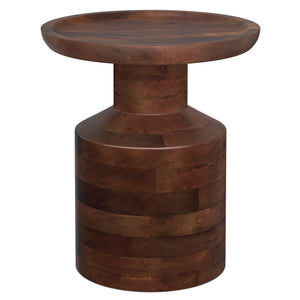 English Elm Haynes Solid Mango Wood Accent Table Rustic Dark Brown Grain for Bedroom or Living Room B136P420289