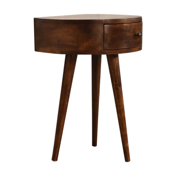 English Elm Solid Wood Chestnut Semi-Circle Nightstand With 1 Drawer, Nordic Legs - Perfect For Modern Spaces! B182P280771-GIGA