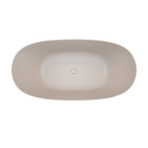 English Elm 65'' Resin Stone Freestanding Soaking Tub Ergonomic Matte White Spa Bath Beige W2753P340402