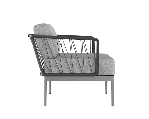 Sunpan Catania Armchair - Stylish Outdoor Seating with Eco-Friendly Materials and Weather-Resistant Design Dark Grey / Copacabana Grey