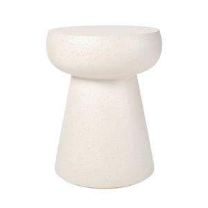 English Elm U_style Sculptural Mushroom Pedestal Table Travertine Mgo Stone Look Patio Accent Beige N711P422070K