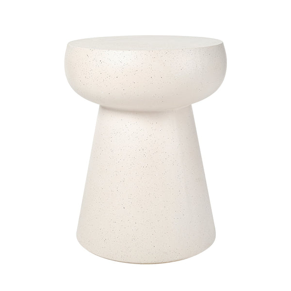 English Elm U_style Sculptural Mushroom Pedestal Table Travertine Mgo Stone Look Patio Accent Beige N711P422070K