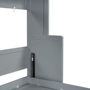 English Elm Full Size Murphy Bed With Hydraulic Lift & Integrated Desk For Space-Saving Comfort And Style N820S10032E