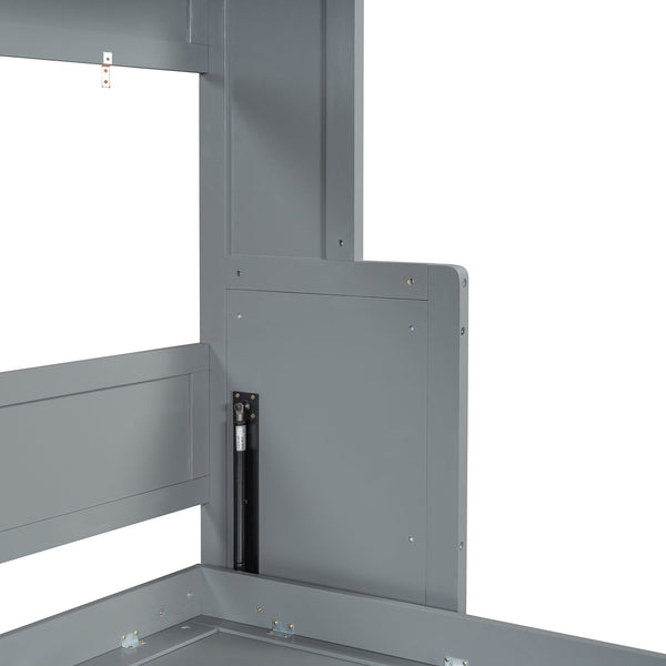 English Elm Full Size Murphy Bed With Hydraulic Lift & Integrated Desk For Space-Saving Comfort And Style N820S10032E