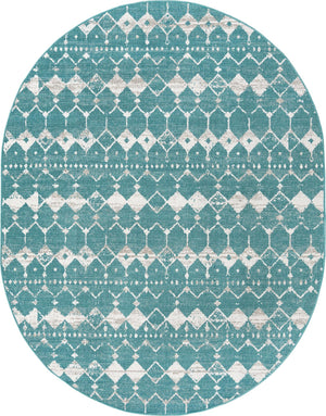 Unique Loom Outdoor Trellis Cardak Machine Made Geometric Rug Teal, Ivory/Gray 7' 10" x 10' 0"
