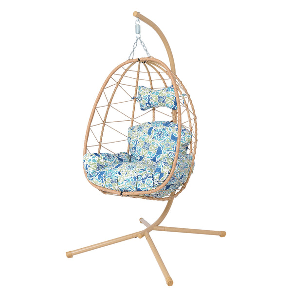 English Elm Hanging Egg Swing Chair Pe Wicker Foldable Indoor Outdoor Patio Ergonomic Cradle Seat T5880P497567
