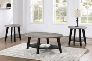 English Elm Contemporary Gray 3-Piece Cocktail Table Set - Sleek Oval Coffee & 2 Round End Tables, Modern Hardwood Finish B011P244333