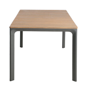 English Elm Christopher Knight Home® - WESTCOTT Eucalyptus Wood Top Dining Table with Grey Aluminum Frame Seats 6 Modern Outdoor Classic 62757.00GRY