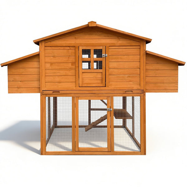 English Elm Chicken Coop Outdoor Backyard Habitat with Nesting Boxes Perch Rail and Weatherproof Roof W3166S00001
